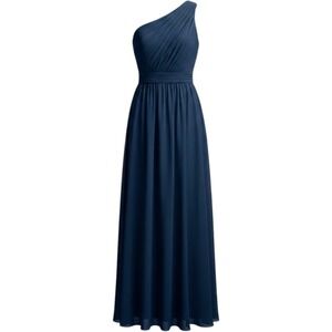 Azazie Blushmark Womens Blue One Shoulder Bridesmaids Dress Size OX